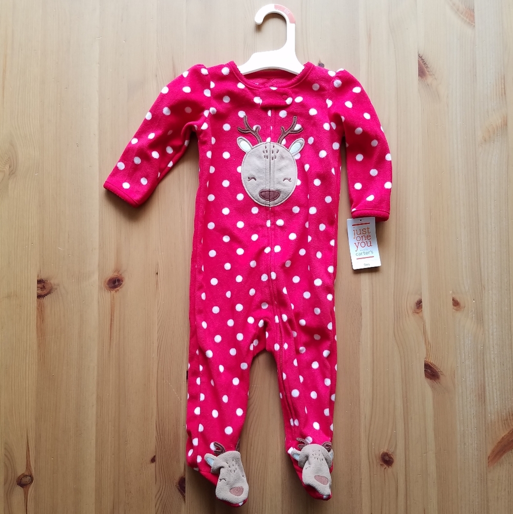NWT Carter's Christmas Reindeer Fleece Pajamas
